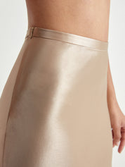Emma - Satin Midi Skirt Elegant High Waist