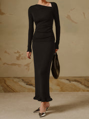 Women's Asymmetrical Top with Long Sleeves and Elegant Fit