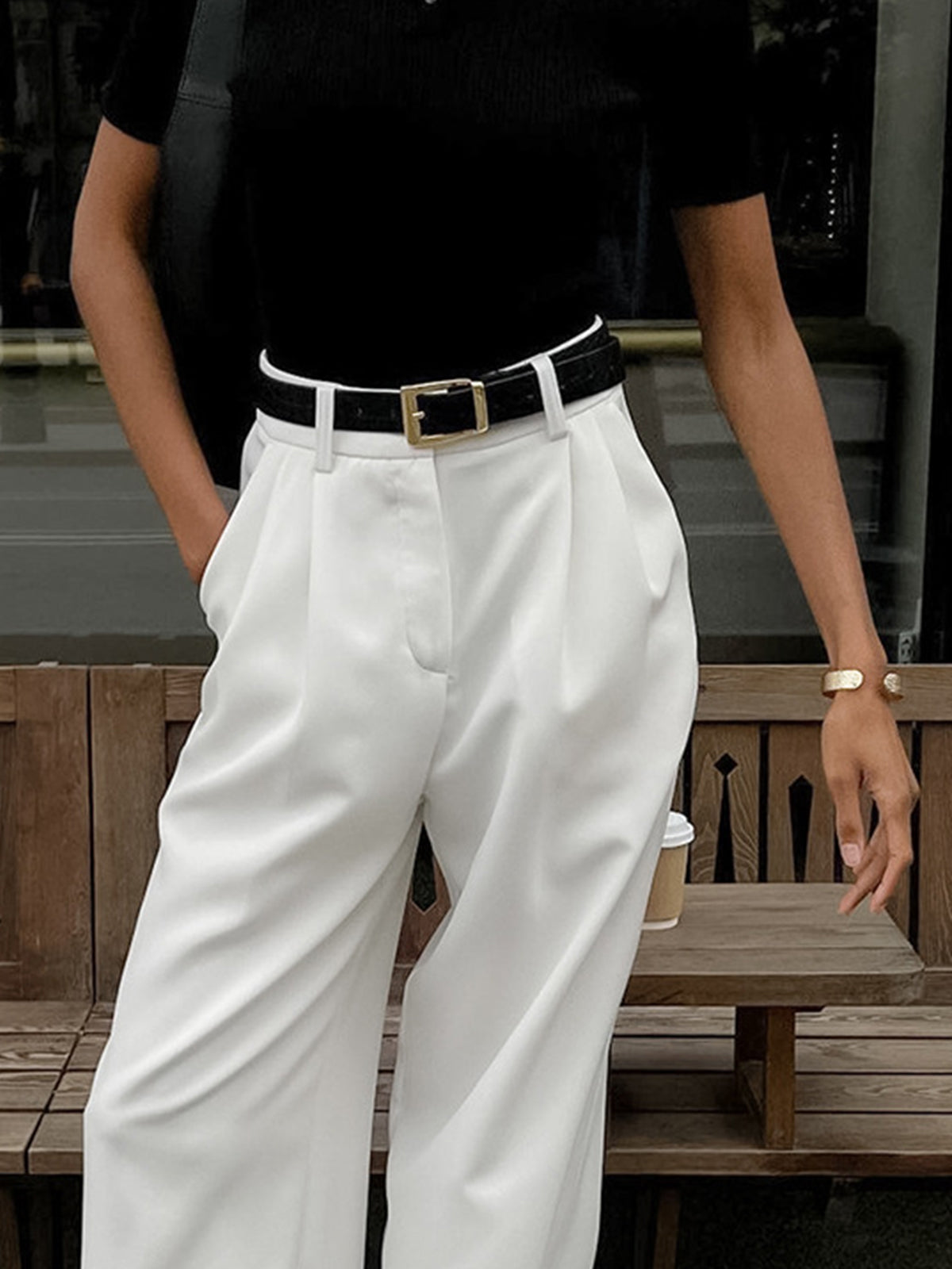 Casual Wide-Leg Pants with High Waist for Women