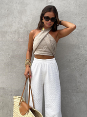 Livia - Crop halter top with wrap look