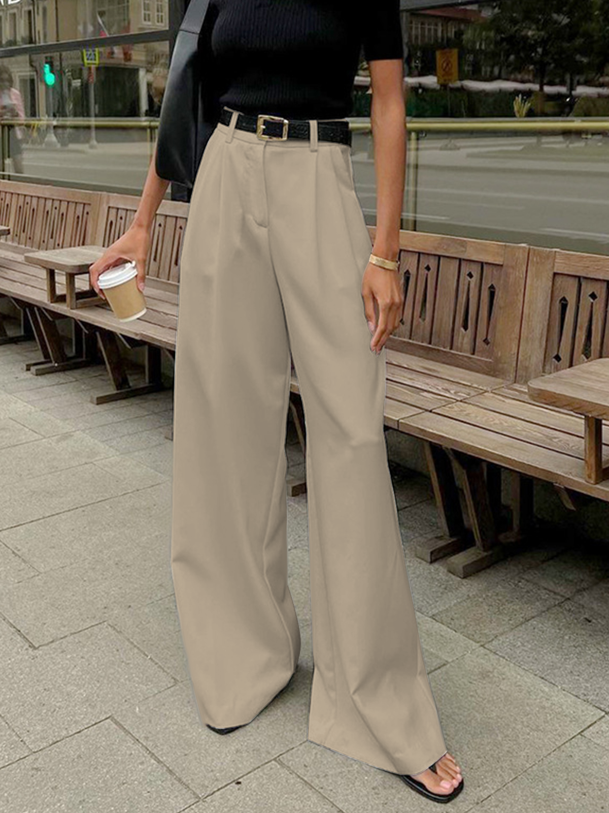 Casual Wide-Leg Pants with High Waist for Women