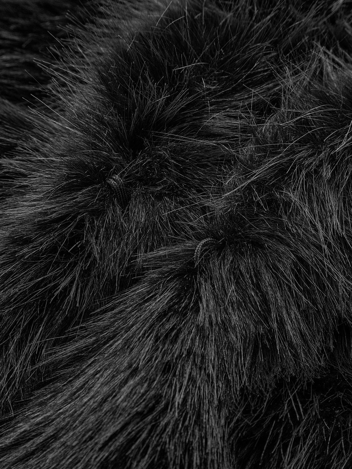 Black Faux Fur Jacket Short Style Warm and Soft for Women
