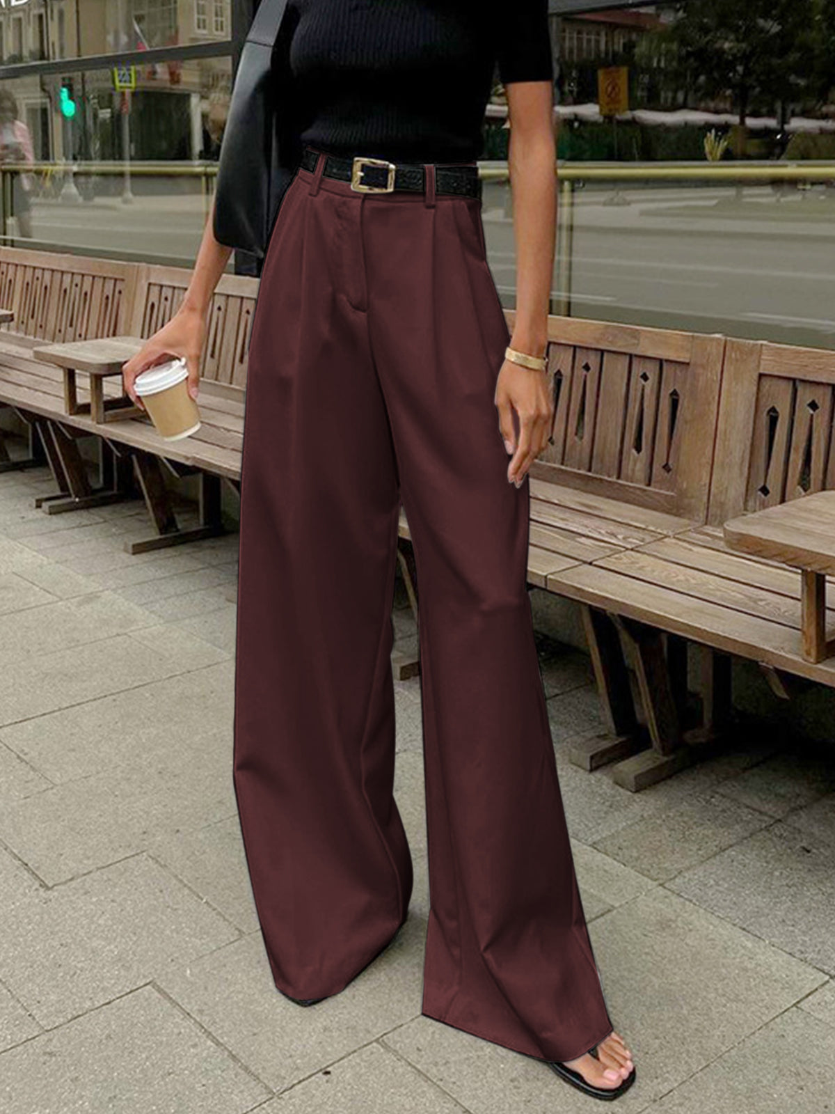 Casual Wide-Leg Pants with High Waist for Women