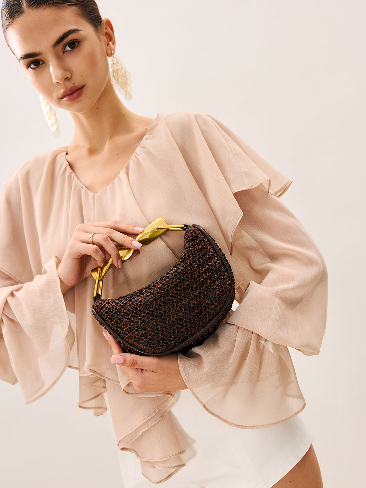 Ella & Rose - woven handbag with gold chain strap