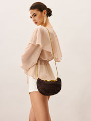 Ella & Rose - woven handbag with gold chain strap