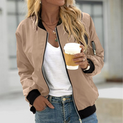 Women’s Lightweight Casual Bomber Jacket – Spring, Zipper Pockets, Ribbed Cuffs, Perfect for Spring and Transitional Seasons