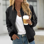 Women’s Lightweight Casual Bomber Jacket – Spring, Zipper Pockets, Ribbed Cuffs, Perfect for Spring and Transitional Seasons