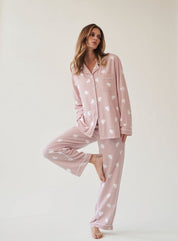 Women's Pajama Set Long Sleeve Pants with Hearts