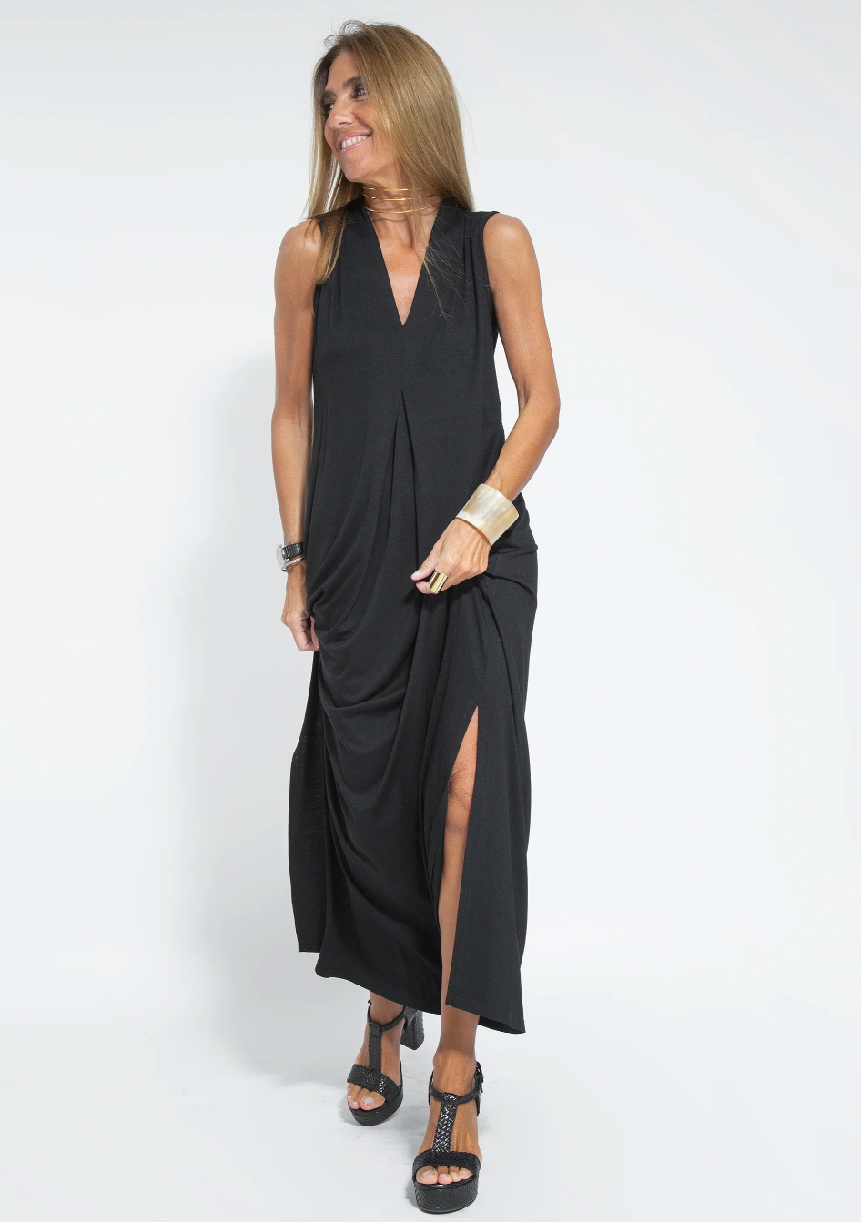 Maxi Dress with Vest and V-Neck for Women