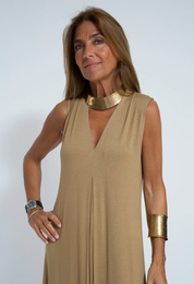 Maxi Dress with Vest and V-Neck for Women