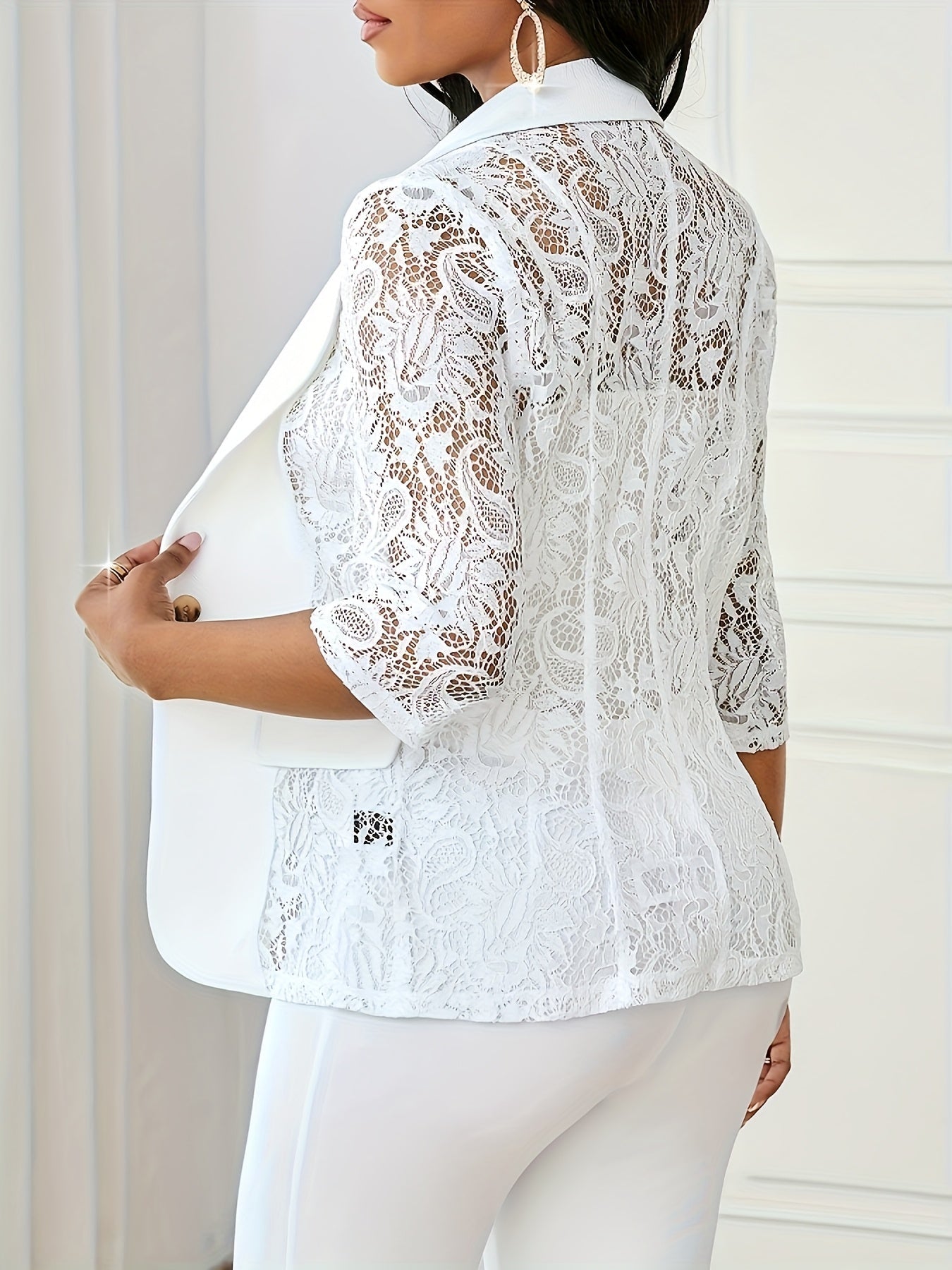 Bo - Blazer with contrast lace and three-quarter sleeves