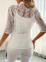 Bo - Blazer with contrast lace and three-quarter sleeves
