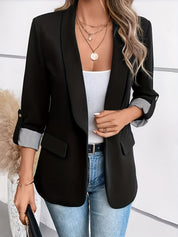 Lieke - Blazer with roll-up sleeves and single button closure
