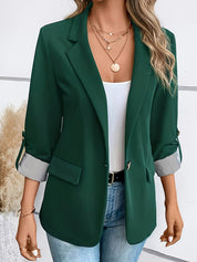 Lieke - Blazer with roll-up sleeves and single button closure