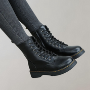 Women's Ankle-High Combat Boots with Zipper and Non-Slip Sole