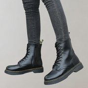 Women's Ankle-High Combat Boots with Zipper and Non-Slip Sole