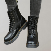 Women's Ankle-High Combat Boots with Zipper and Non-Slip Sole