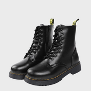 Women's Ankle-High Combat Boots with Zipper and Non-Slip Sole