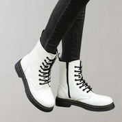 Women's Ankle-High Combat Boots with Zipper and Non-Slip Sole