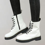 Women's Ankle-High Combat Boots with Zipper and Non-Slip Sole