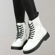 Women's Ankle-High Combat Boots with Zipper and Non-Slip Sole