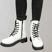 Women's Ankle-High Combat Boots with Zipper and Non-Slip Sole