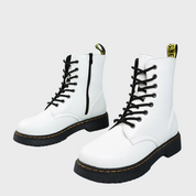 Women's Ankle-High Combat Boots with Zipper and Non-Slip Sole