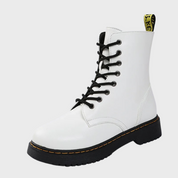 Women's Ankle-High Combat Boots with Zipper and Non-Slip Sole