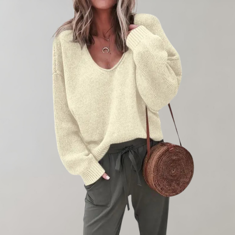Loose Knitted V-Neck Women's Sweater