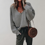 Loose Knitted V-Neck Women's Sweater