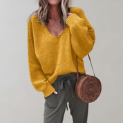Loose Knitted V-Neck Women's Sweater