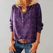 Women's Casual Blouse with Long Sleeves and Button Placket