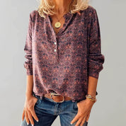 Women's Casual Blouse with Long Sleeves and Button Placket
