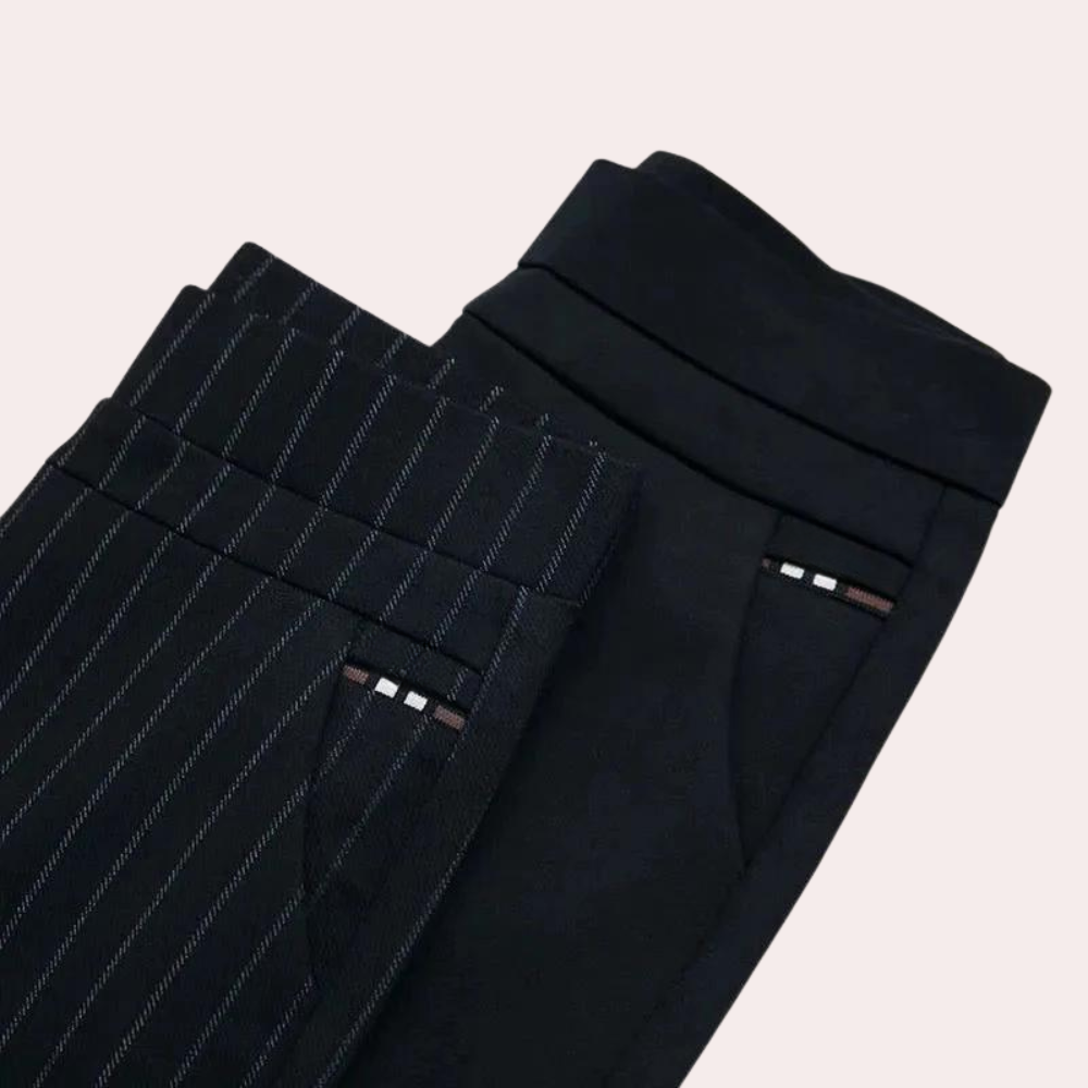 Elegant Stretch Pants with High Waist and Slim Fit