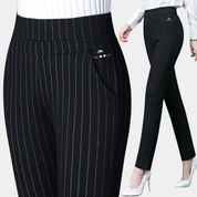 Elegant Stretch Pants with High Waist and Slim Fit