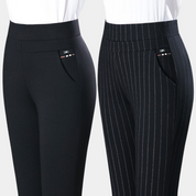 Elegant Stretch Pants with High Waist and Slim Fit