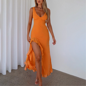 Midi Dress for Women with V-Neck and Summer Design