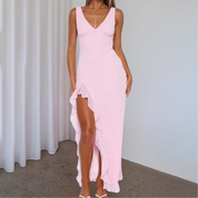 Midi Dress for Women with V-Neck and Summer Design