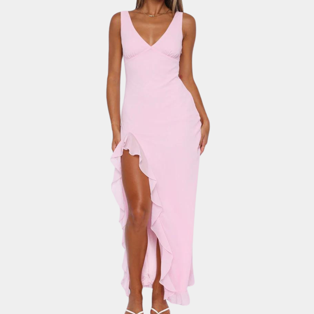 Midi Dress for Women with V-Neck and Summer Design