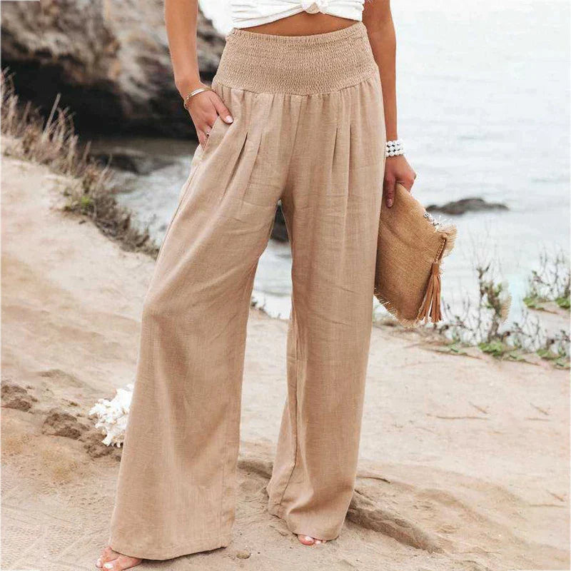 Elegant Airy Pants with Wide Legs and High Waist
