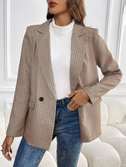 Elegant Comfortable Tailored Checked Women's Blazer