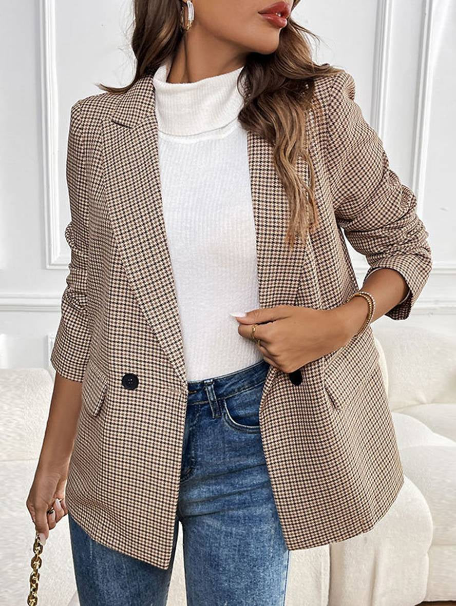 Elegant Comfortable Tailored Checked Women's Blazer