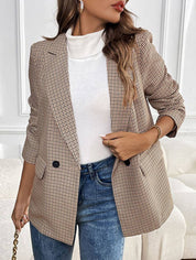 Elegant Comfortable Tailored Checked Women's Blazer