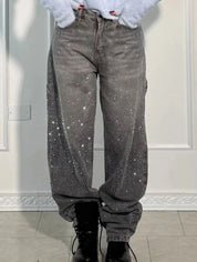 Trendy Shiny Women's Jeans with Wide Legs
