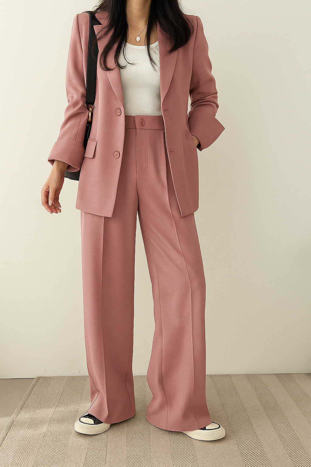 Chic Blazer and Wide-Leg Pants Set for Women