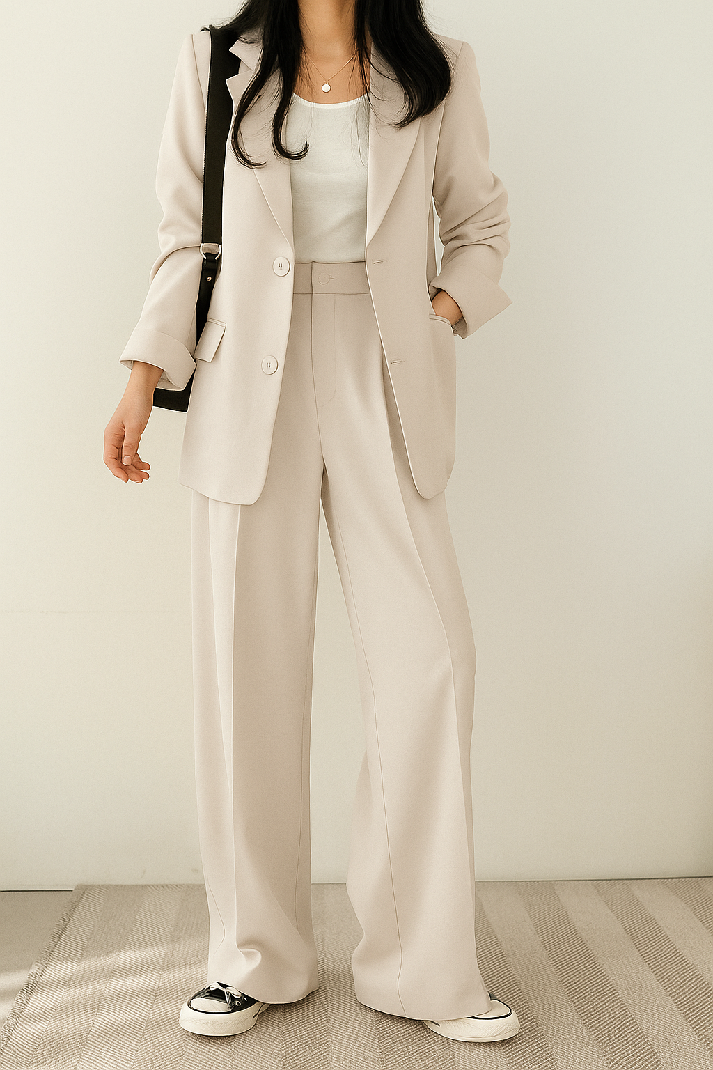 Chic Blazer and Wide-Leg Pants Set for Women
