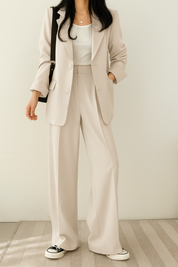 Chic Blazer and Wide-Leg Pants Set for Women