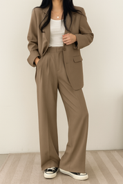 Chic Blazer and Wide-Leg Pants Set for Women