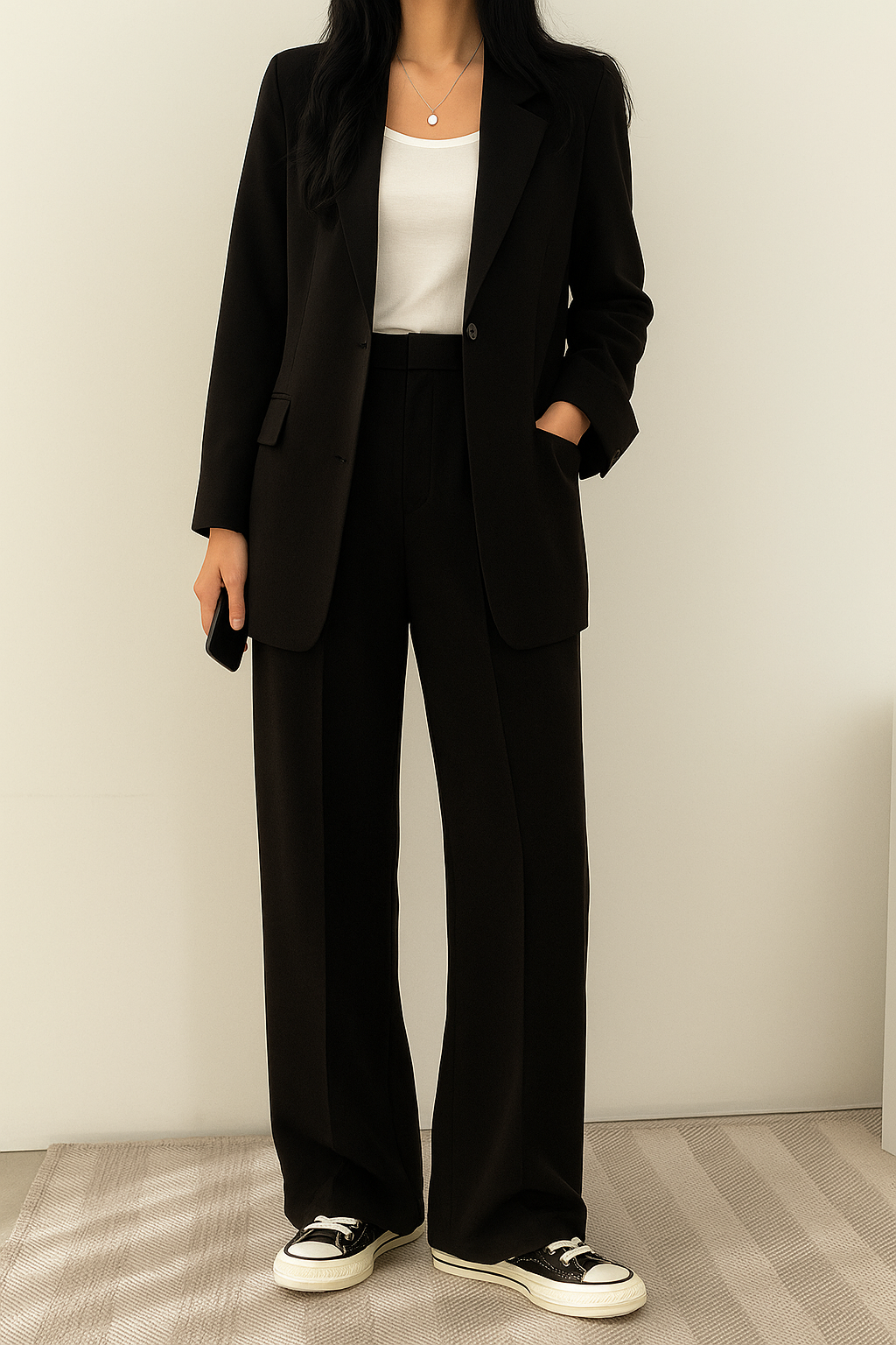Chic Blazer and Wide-Leg Pants Set for Women