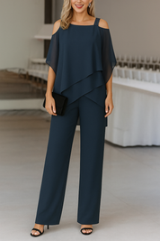 Luxury Women's Two-Piece Set with Open Shoulder Top